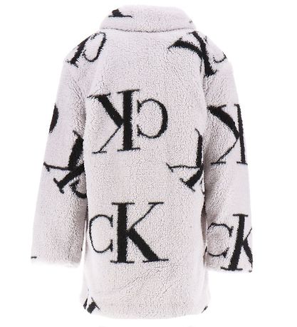 Calvin Klein Fleecemantel - Monogram Teddy - Grau/Schwarz