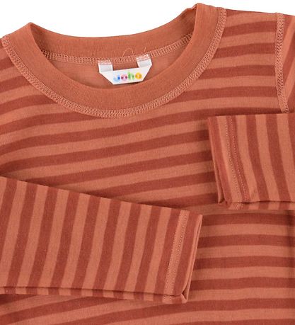 Joha Bluse - Wolle - Orange/Rot gestreift