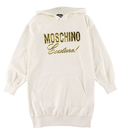 Moschino Robe en Molleton Blanc av. Or KW FR