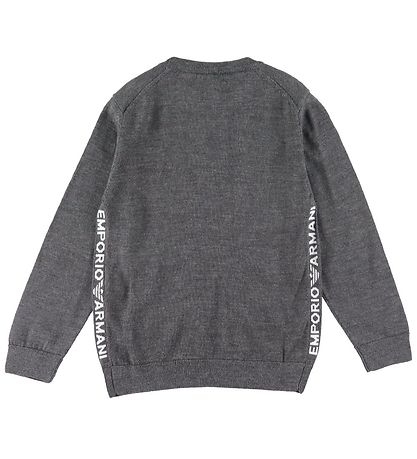 Emporio Armani Tröja - Ull/Akryl - Gråmelerad m. Vit