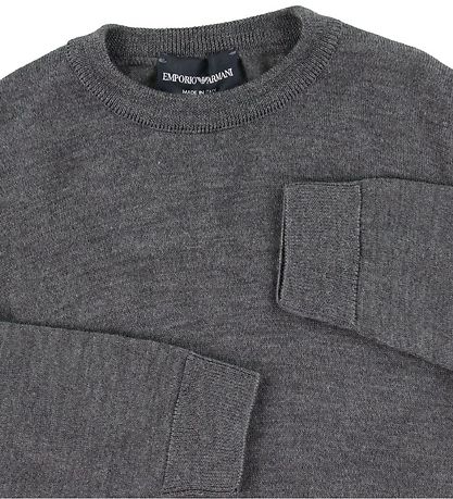 Emporio Armani Tröja - Ull/Akryl - Gråmelerad m. Vit