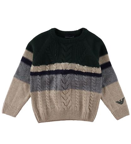 Emporio Armani Blússa - Viscose/Ull - Grænt/Drapplitað