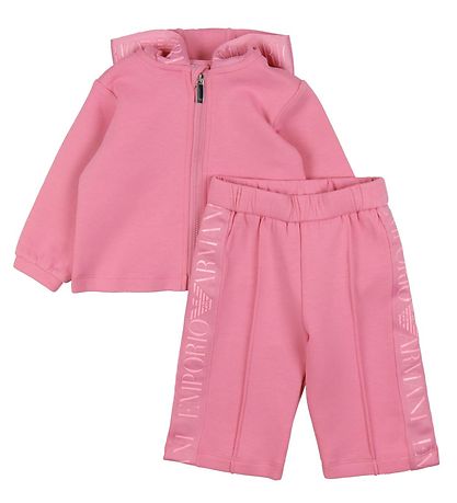 Emporio Armani Byxor/Cardigan - Flamingo m. Logorand