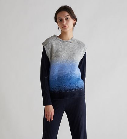 Grunt Väst - Charlotte Stickad Väst - Grey Melange