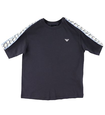 Emporio Armani Stuttermabolur - Blue Dökkblátt M. Lógó röndótt