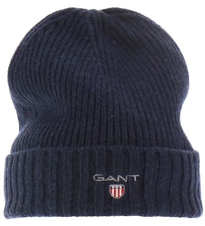 GANT Mütze - Wolle/Baumwolle - 2-lagig - Navy