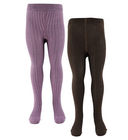Minymo Tights - 2-Pack - Solid Rib - Zephyr