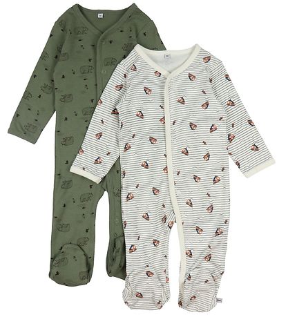 Pippi Baby Strampler - Schlafanzug - 2er-Pack - Deep Lichen Gree