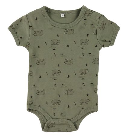Pippi Baby Bodysuit k/æ - 4-Pack - Deep Lichen Green