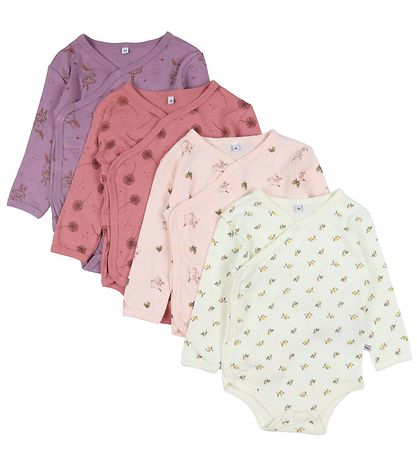 Pippi Baby Bodysuit L/æ - 4-Pack - Dusty Rose