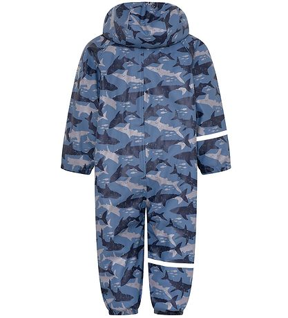 CeLaVi Rainsuit w. Fleece - PU - Blue China w. Sharks