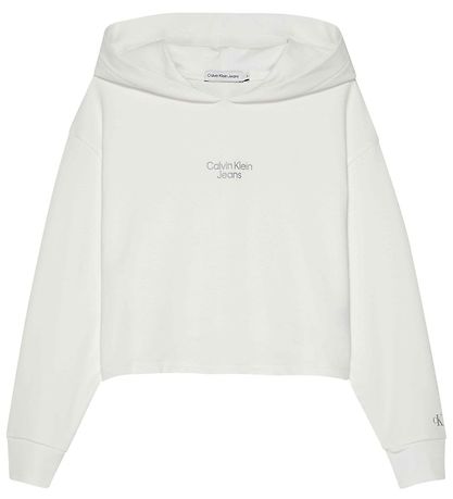 Calvin Klein Hoodie - Stack Logo Overlap - Bright White