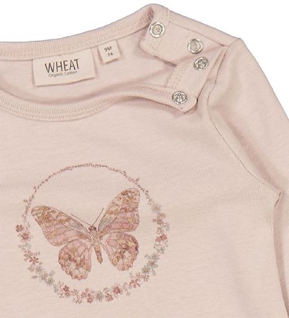 Wheat Bodysuit æ/s - Butterflies - Pale Lilac