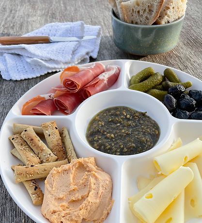 SnikSnack Snacktablett - 5 Fächer - 25 cm - Weiß