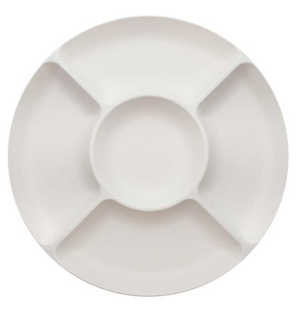 SnikSnack Plateau snack - 5 Compartiments - 25 cm - Blanc