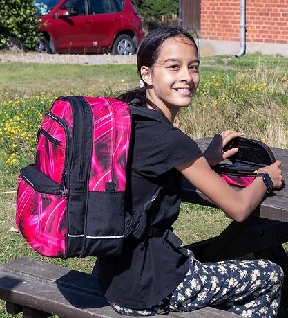 Jeva School Backpack - Square - Pink Lightning