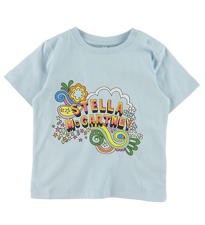 Stella McCartney Kids Stuttermabolur - Blár M. Prentað