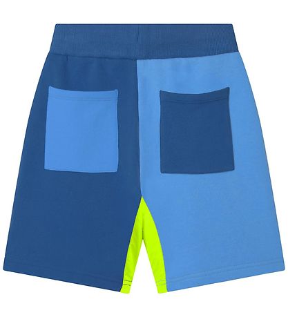 Little Marc Jacobs Sweat Shorts - Blue/Light Blue w. Neon Yellow
