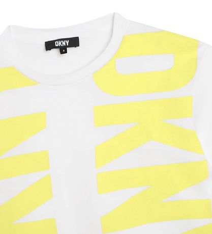 DKNY Stuttermabolur - Skera - Hvítt/Lemon