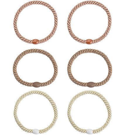 Kknekki Elastiset hiuspannat - 6 kpl - Lima - Ruskea/Beige/Kulta