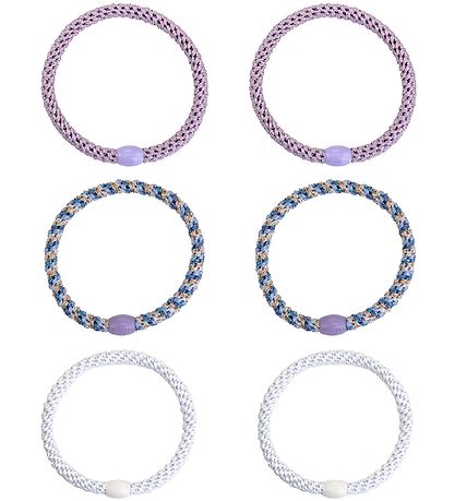 Kknekki Elastiset hiuspannat - 6 kpl - lima - Valkoinen/Violetti