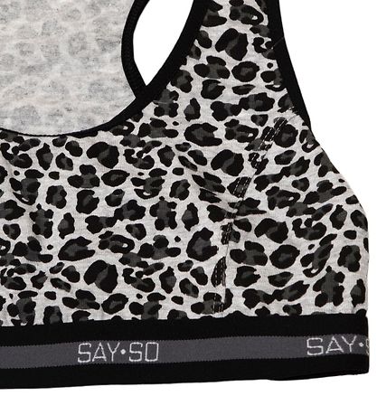 Say-So Topp - Gråmelerad m. Leopard