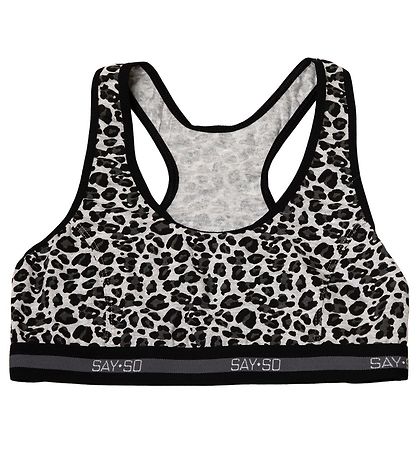 Say-So Topp - Gråmelerad m. Leopard