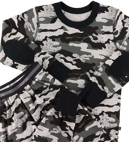 Say-So Pyjama Set - Grey Melange w. Camouflage