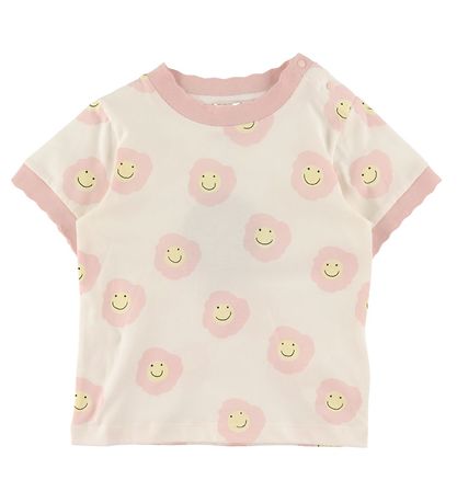 Stella McCartney Kids Stuttermabolur - Hvítt/Bleikt M. Blóm