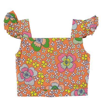 Stella McCartney Kids Top - Kurz geschnitten - Orange m. Blumen