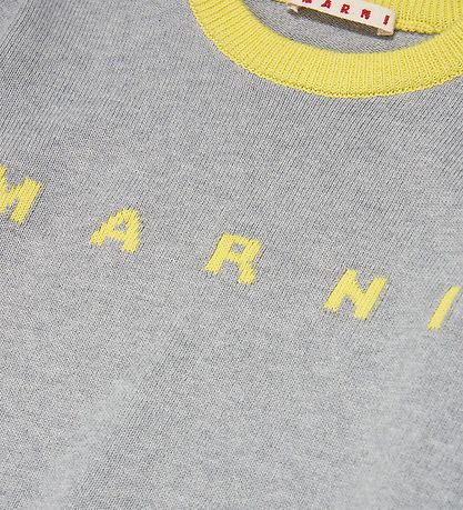 Marni Bluse - Strick - Grau Meliert m. Gelb/Armygrün