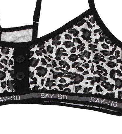 Say-So Topp - Gråmelerad m. Leopard