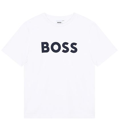 BOSS Stuttermabolur - Hvítur M. Dökkblátt