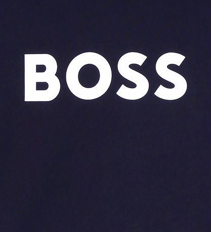 BOSS Stuttermabolur - Dökkblátt M. Hvítur