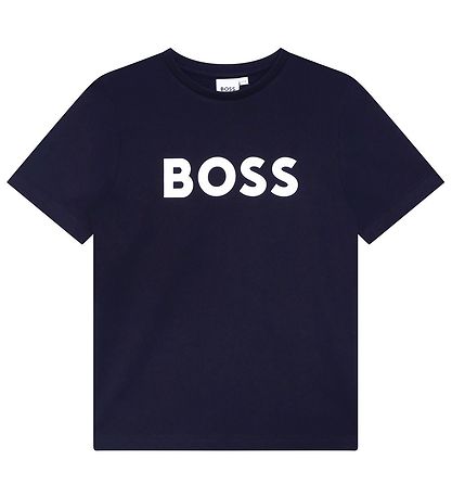 BOSS Stuttermabolur - Dökkblátt M. Hvítur