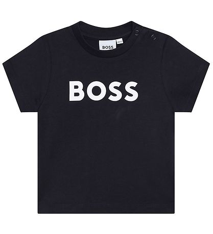 BOSS Stuttermabolur - Dökkblátt M. Hvítur
