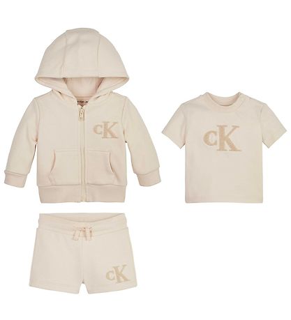 Calvin Klein Set Cardigan T shirt Shorts Whitecap Grey KW ES