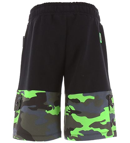 Philipp Plein Sweat Shorts - Black/Green Camouflage