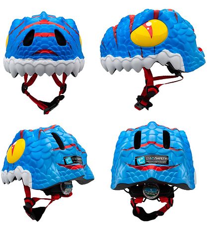 Crazy Safety Bicycle Helmet w. Light - Dragon - Blue