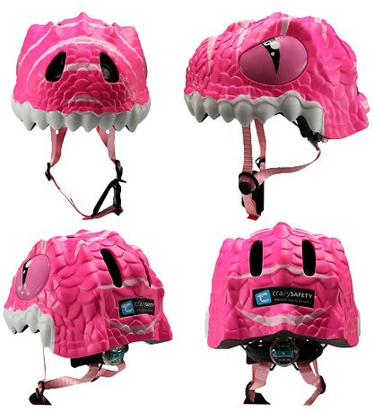 Crazy Safety Bicycle Helmet w. Light - Dragon - Pink
