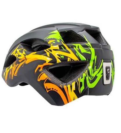 Crazy Safety Bicycle Helmet w. Lights - Graffiti - Black/Yellow