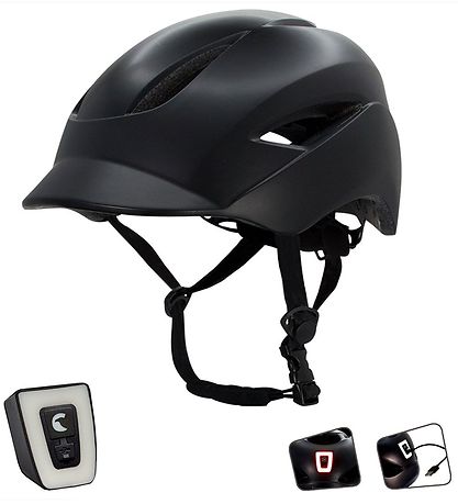 Crazy Safety Bicycle Helmet w. Light - Aero - Matt Black