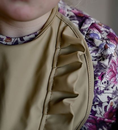 Mikk-Line Bib - PU - Olive Gray w. Ruffles