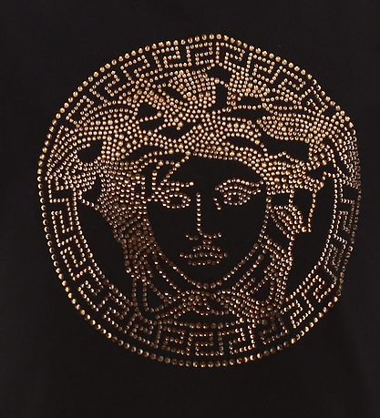 Versace T-shirt - Medusa Strass - Black/Gold w. Rhinestone