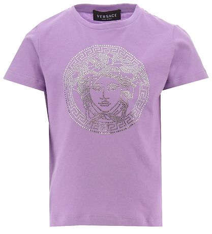 Versace T-shirt - Medusa Strass - Baby Violet w. Crystals