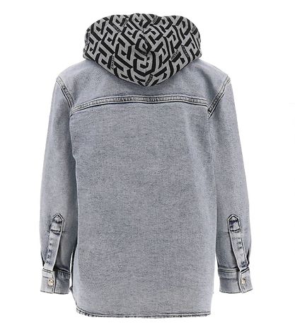 Versace Jeansjacke m. Kapuze - Blue Medium+ m. Grau Meliert/Schw