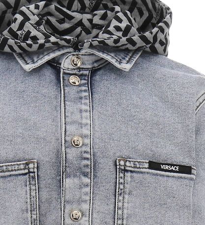 Versace Jeansjacke m. Kapuze - Blue Medium+ m. Grau Meliert/Schw