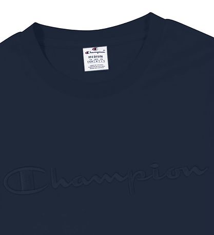 Champion Fashion Stuttermabolur - Áður háls - Dökkblátt