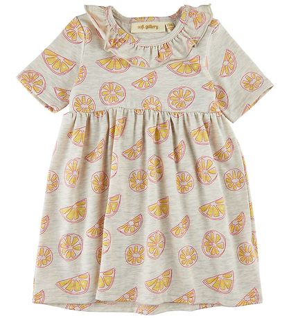 Soft Gallery Dress - SgJenni - Oranges - Light Grey Melange AOP