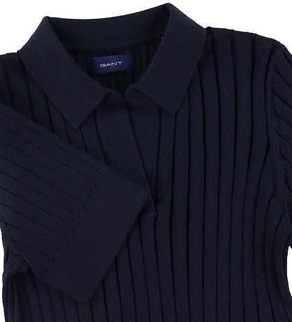 GANT Polo - Prjónað - Rib - Skera - Evening Blue